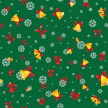 45" christmas - Ribbon & Bell green - 1 yd